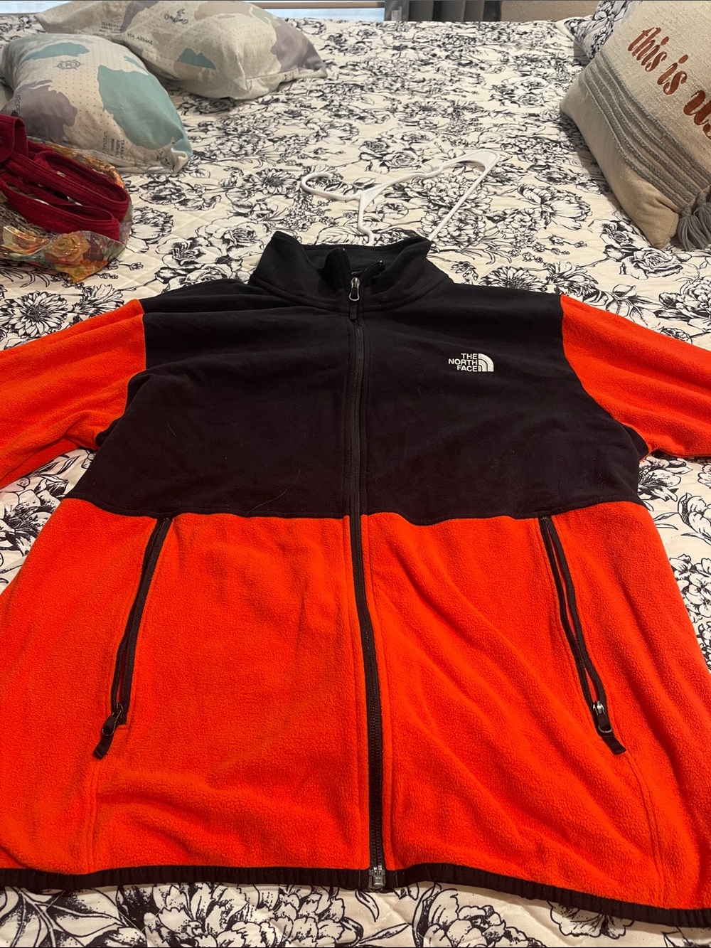 The North Face Black and Orange Fleece Jacket